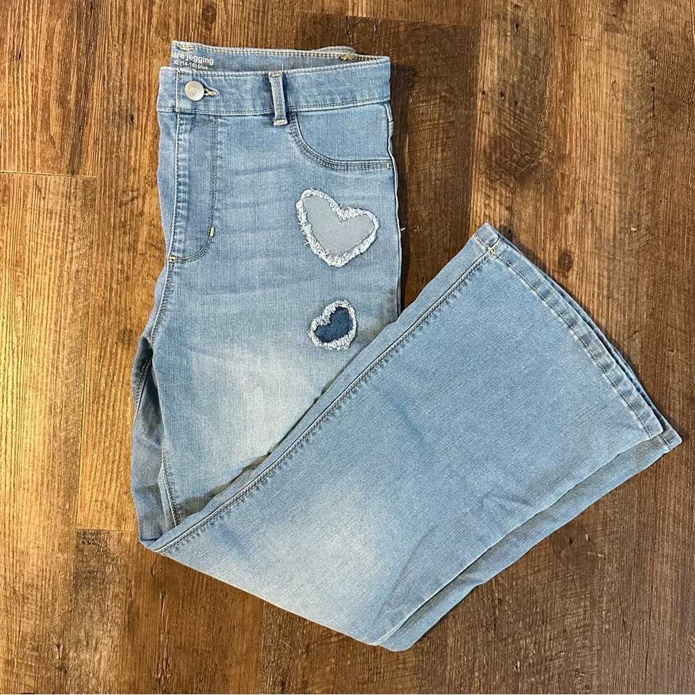 Wonder Nation Light Blue Girls Flare Jeans with Heart Details